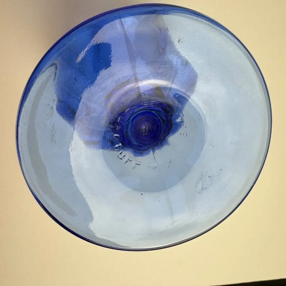 Vintage Blue Cobalt Wine Glass Goblet USA